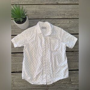 Boys Children's Place White Button Down Shirt with Arrow Pattern, Sz 7-8